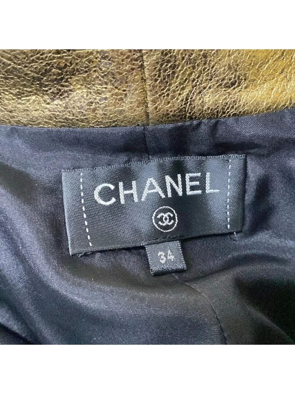 Chanel Pants Gold Full Length Lambskin Silk 34